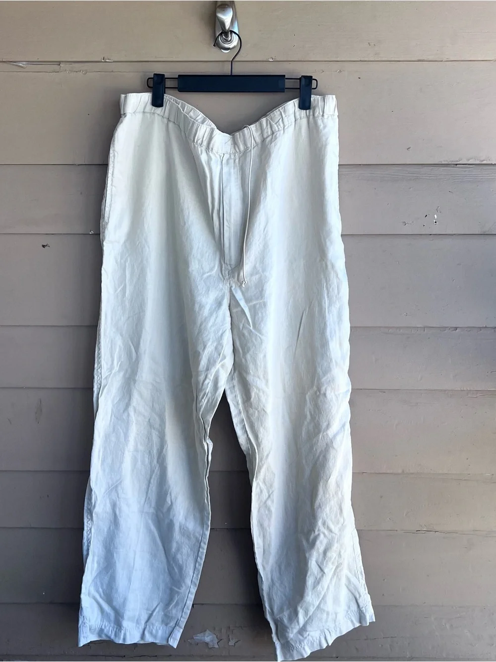 Elements by Arnold Zimberg Cream 100% Linen Pants Size L Breathable Summer